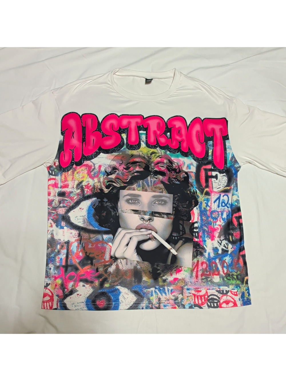 MANFINITY White Abstract Graffiti Graphic Short Sleeve Tee S